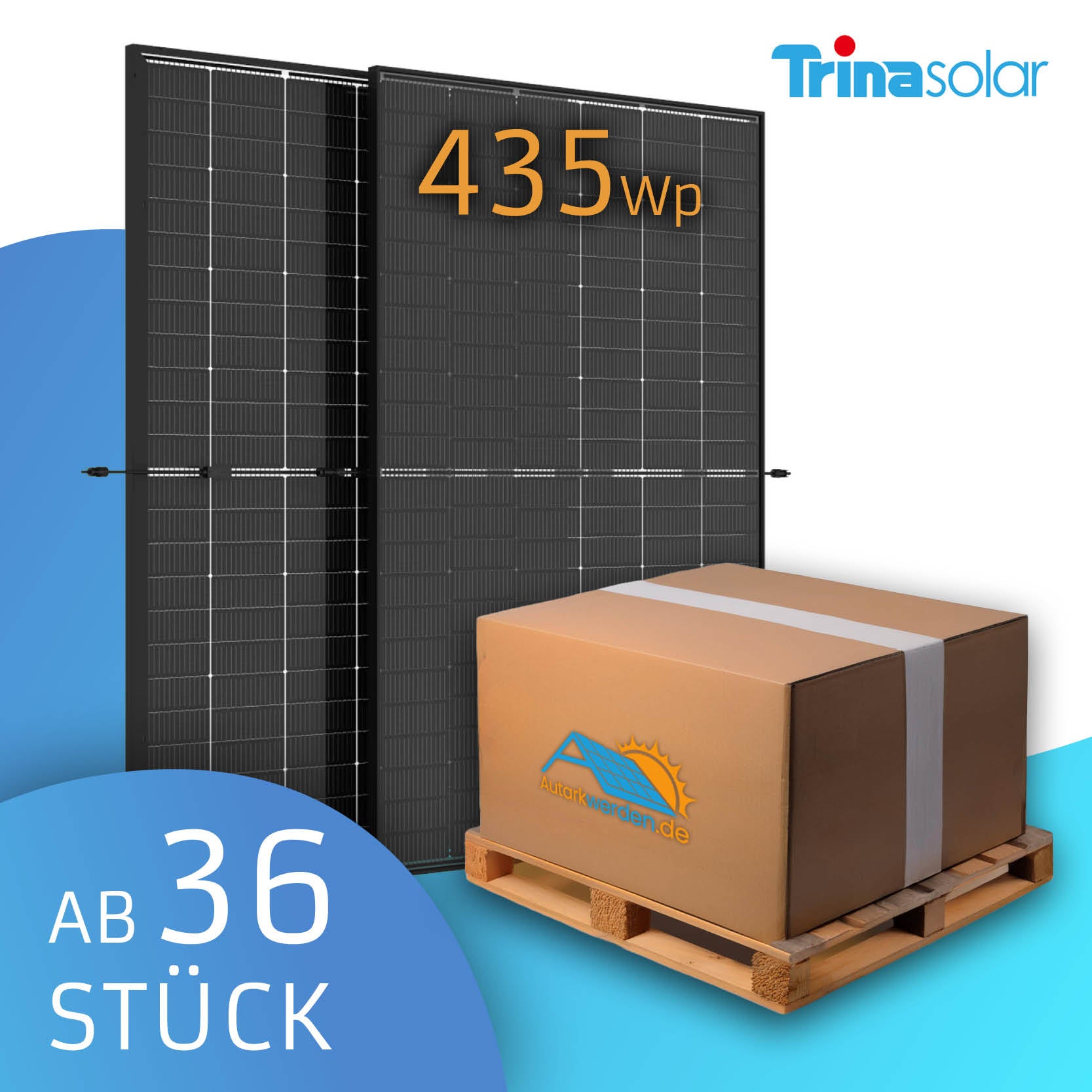 Trina 435 Watt TSM-NEG9RC.27 bifazial Vertex S+ Doppelglas Solarmodul Palette