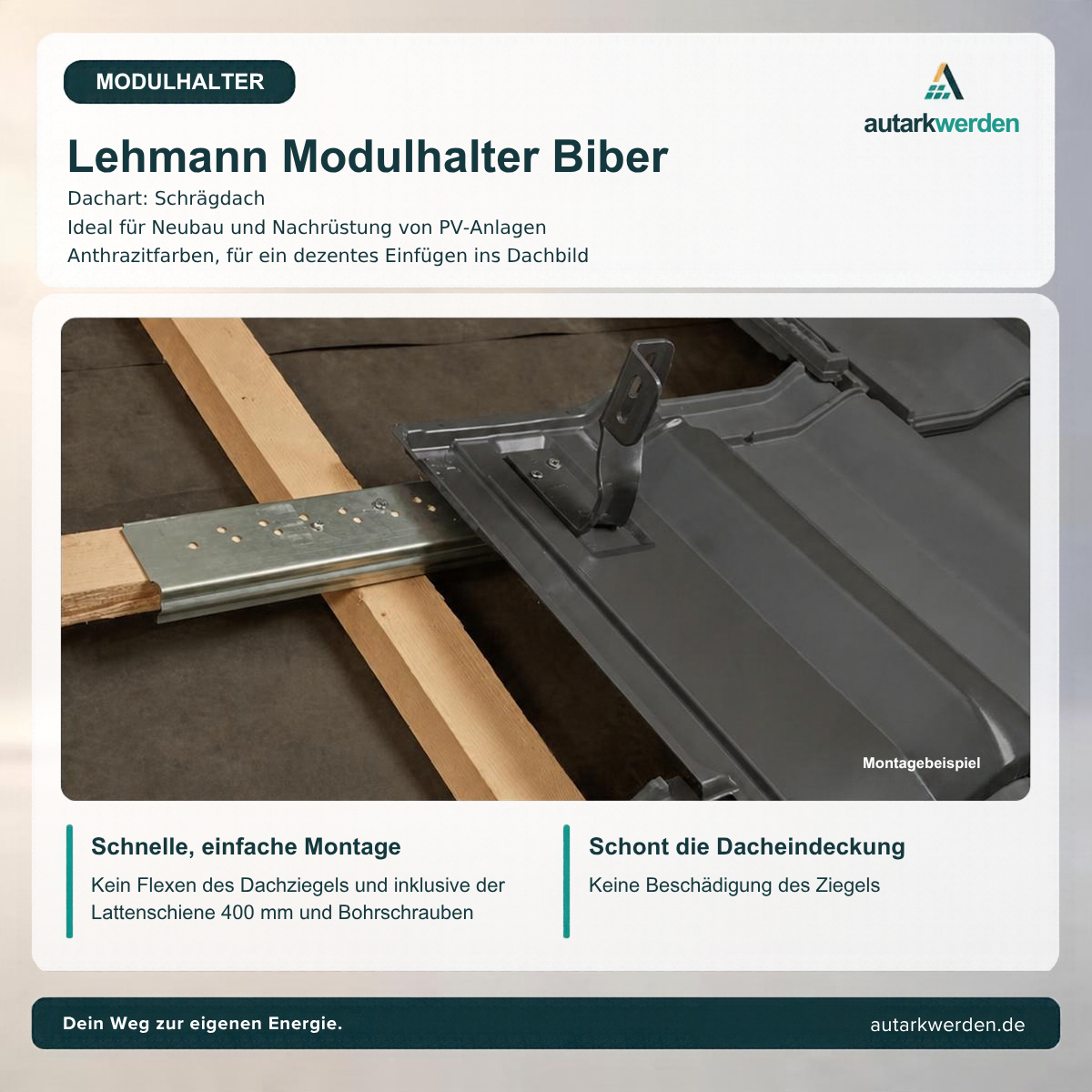 Lehmann Modulhalter Biber, anthrazit Metalldachziegel