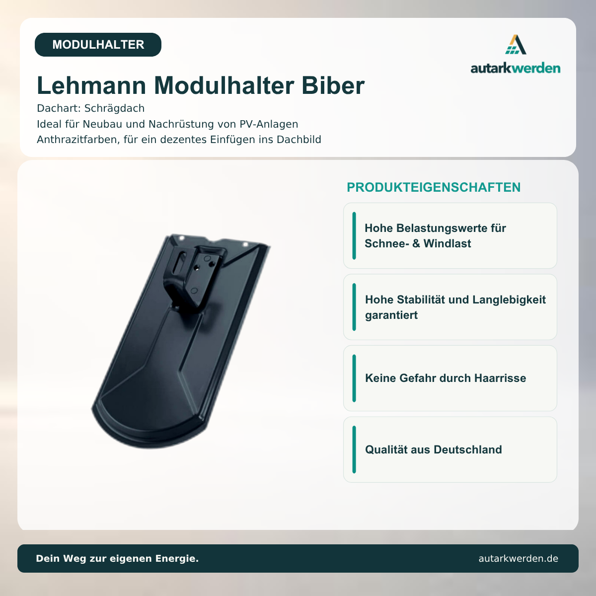 Lehmann Modulhalter Biber, anthrazit Metalldachziegel