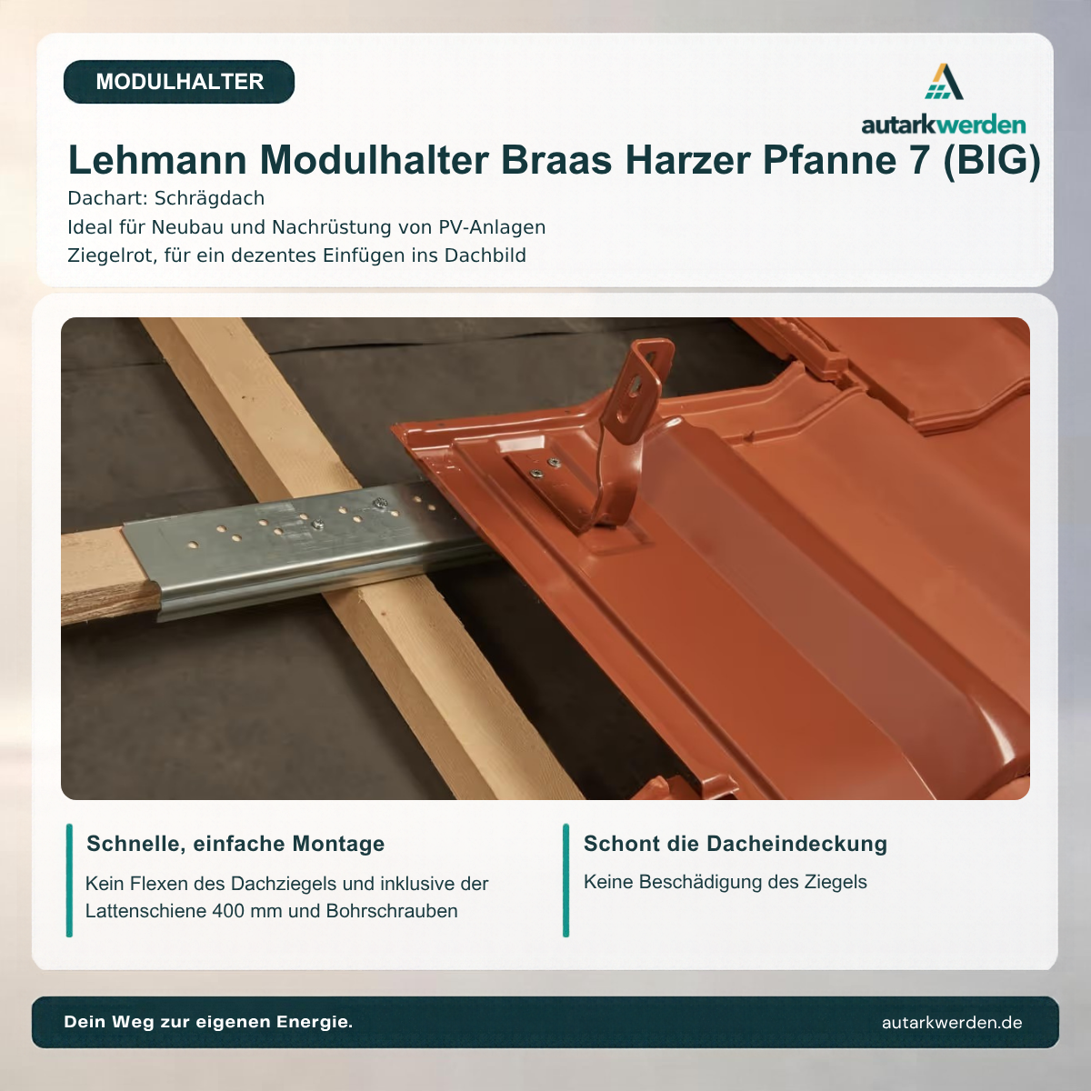 Lehmann Modulhalter für Braas Harzer Pfanne 7 (BIG), ziegelrot