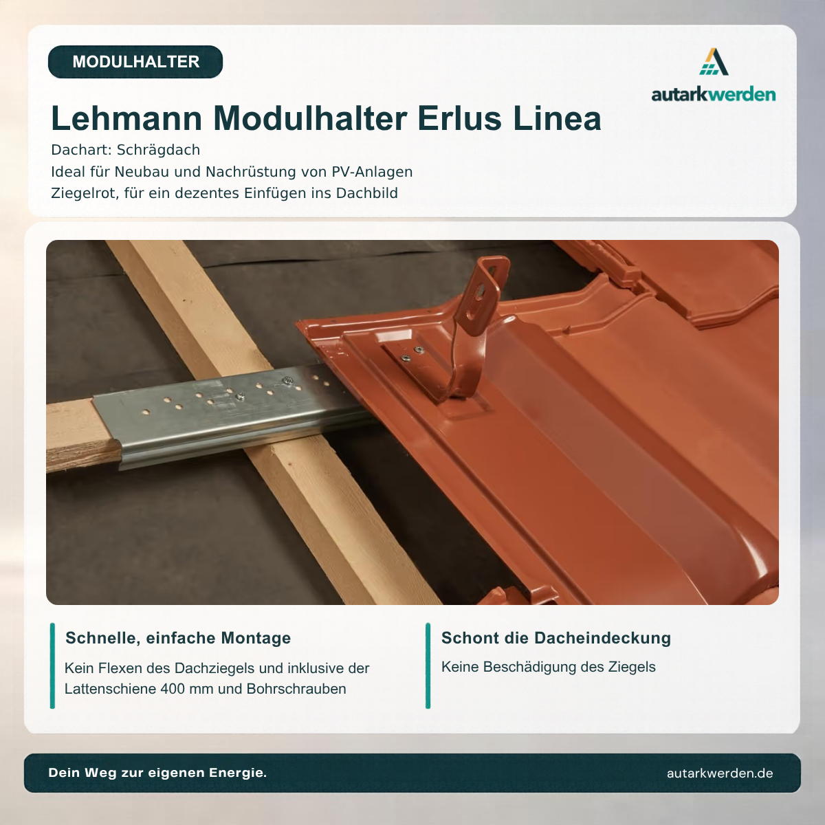 Lehmann Modulhalter Erlus Linea, ziegelrot Metalldachziegel