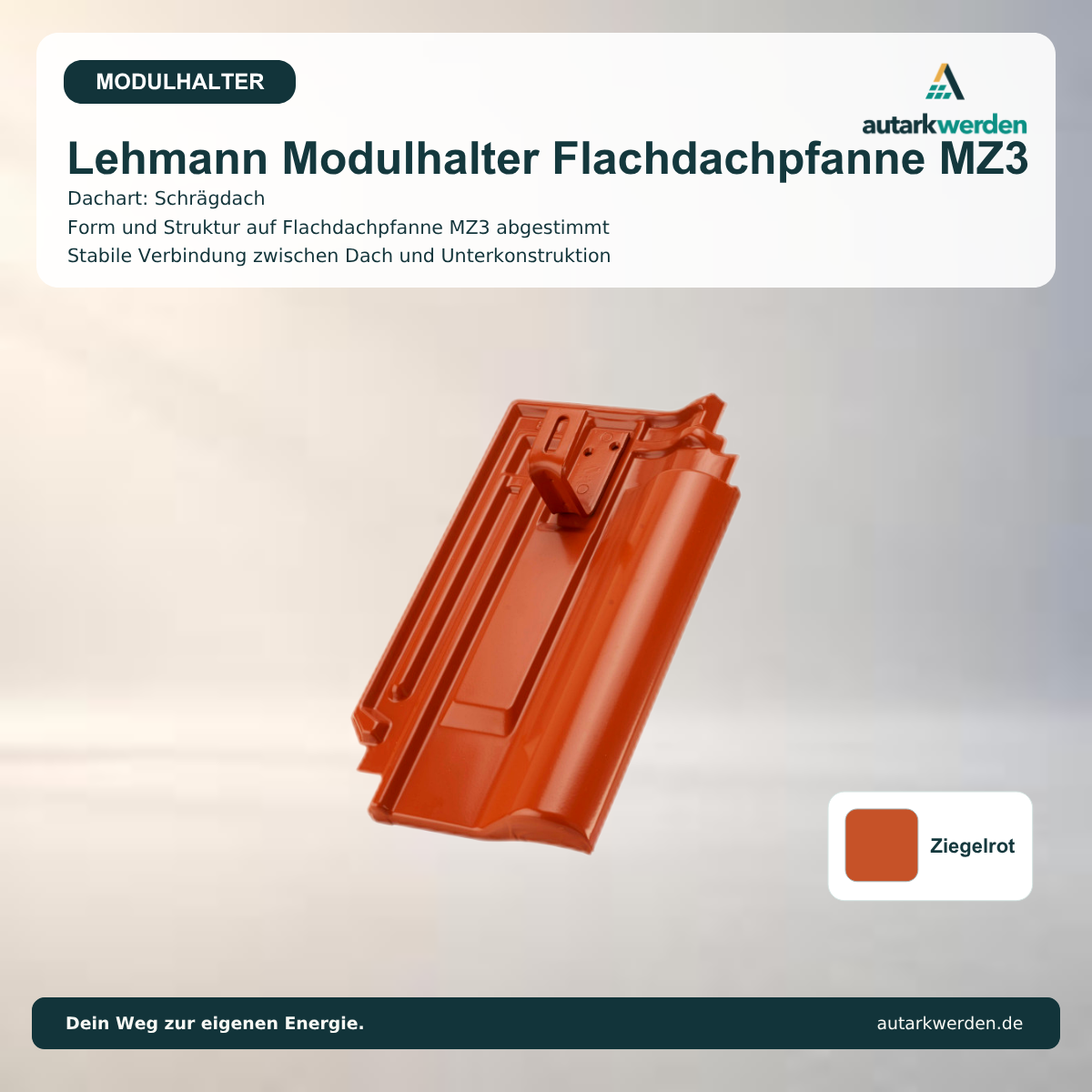 Lehmann Modulhalter Flachdachpfanne MZ3, ziegelrot Metalldachziegel