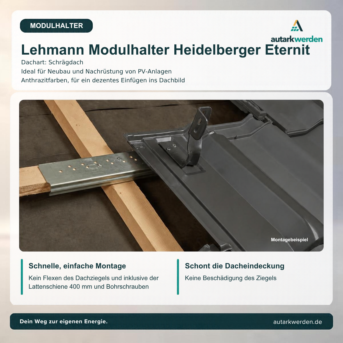 Lehmann Modulhalter Heidelberger Eternit, anthrazit Metalldachziegel