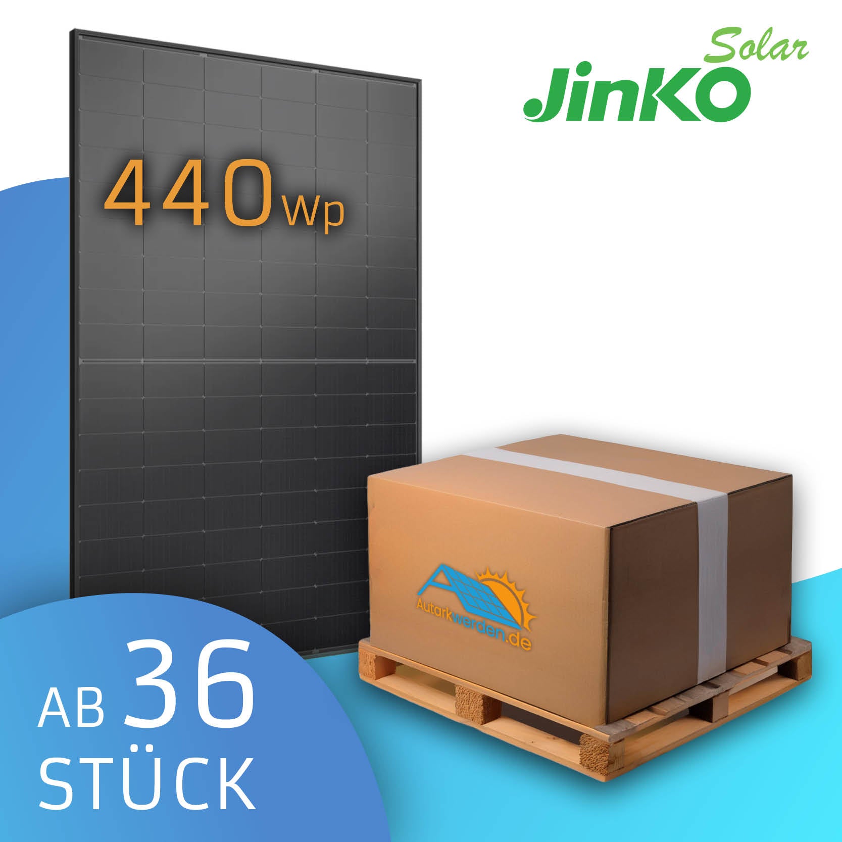 Jinko Solar Dualglass JKM440 Watt N-54HL4R-BDB, black Solarmodul Palette