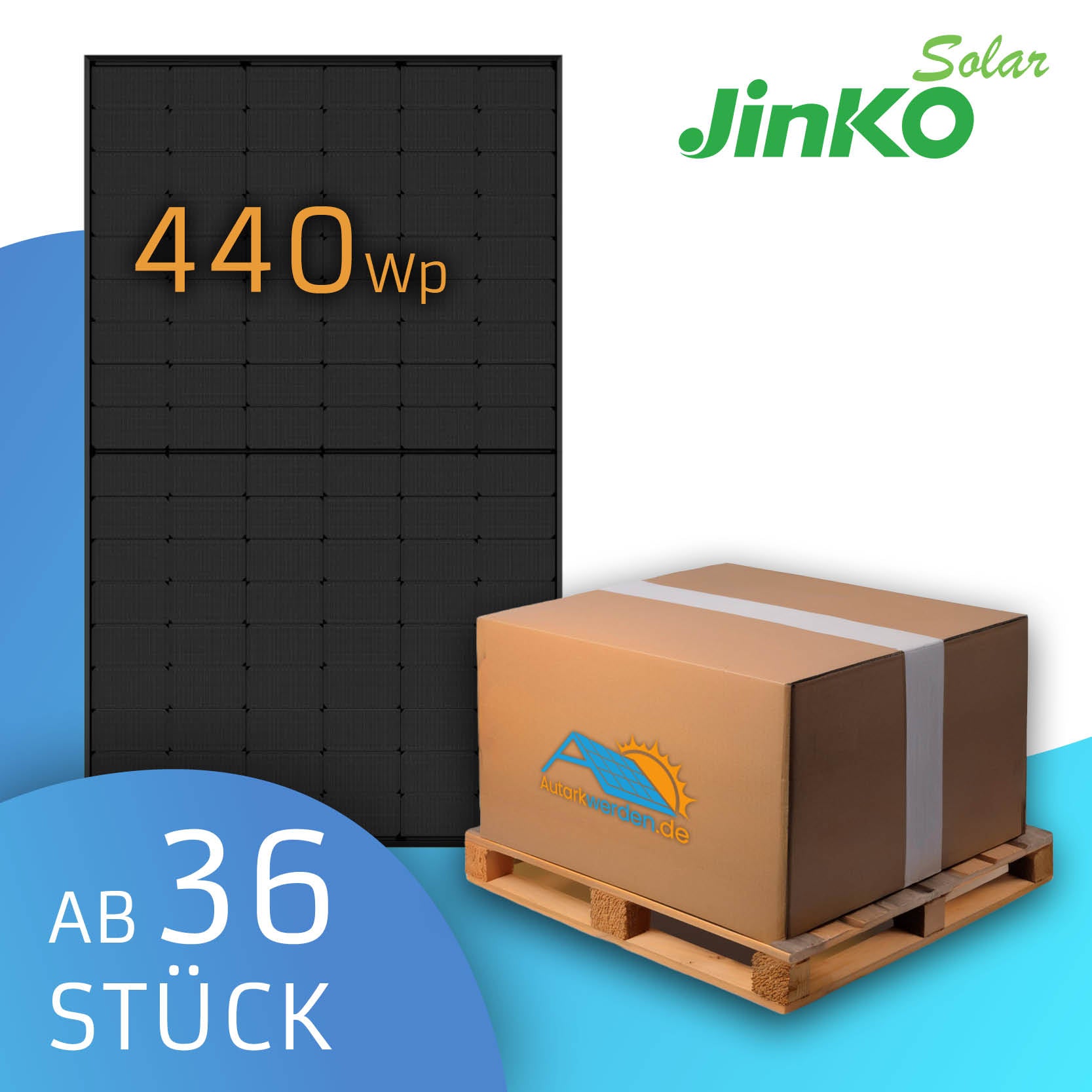 Jinko Solar JKM440 Watt N-54HL4R-B, black Solarmodul Palette