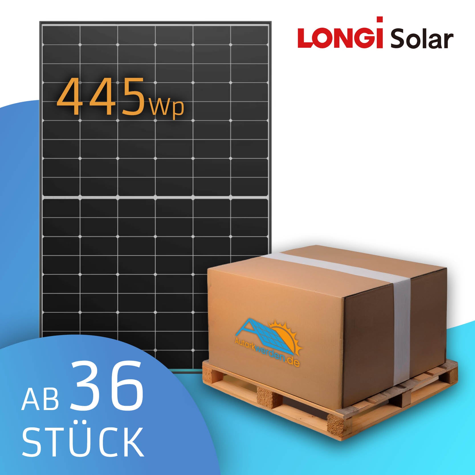 LONGi Hi-MO X6 Scientist LR5-54HTH-445M Black Frame Solarmodul Palette