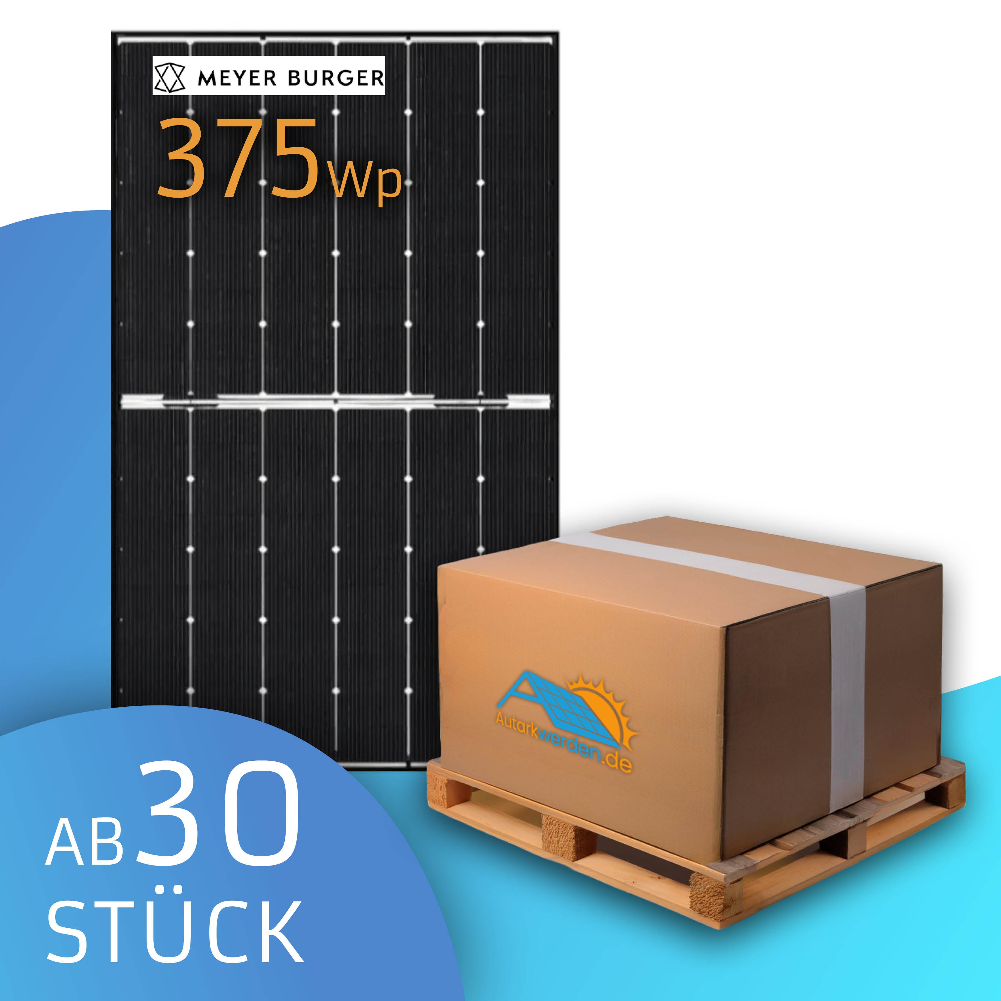 Meyer Burger 375 Watt, Glas/Glas, bifazial Solarmodul Palette