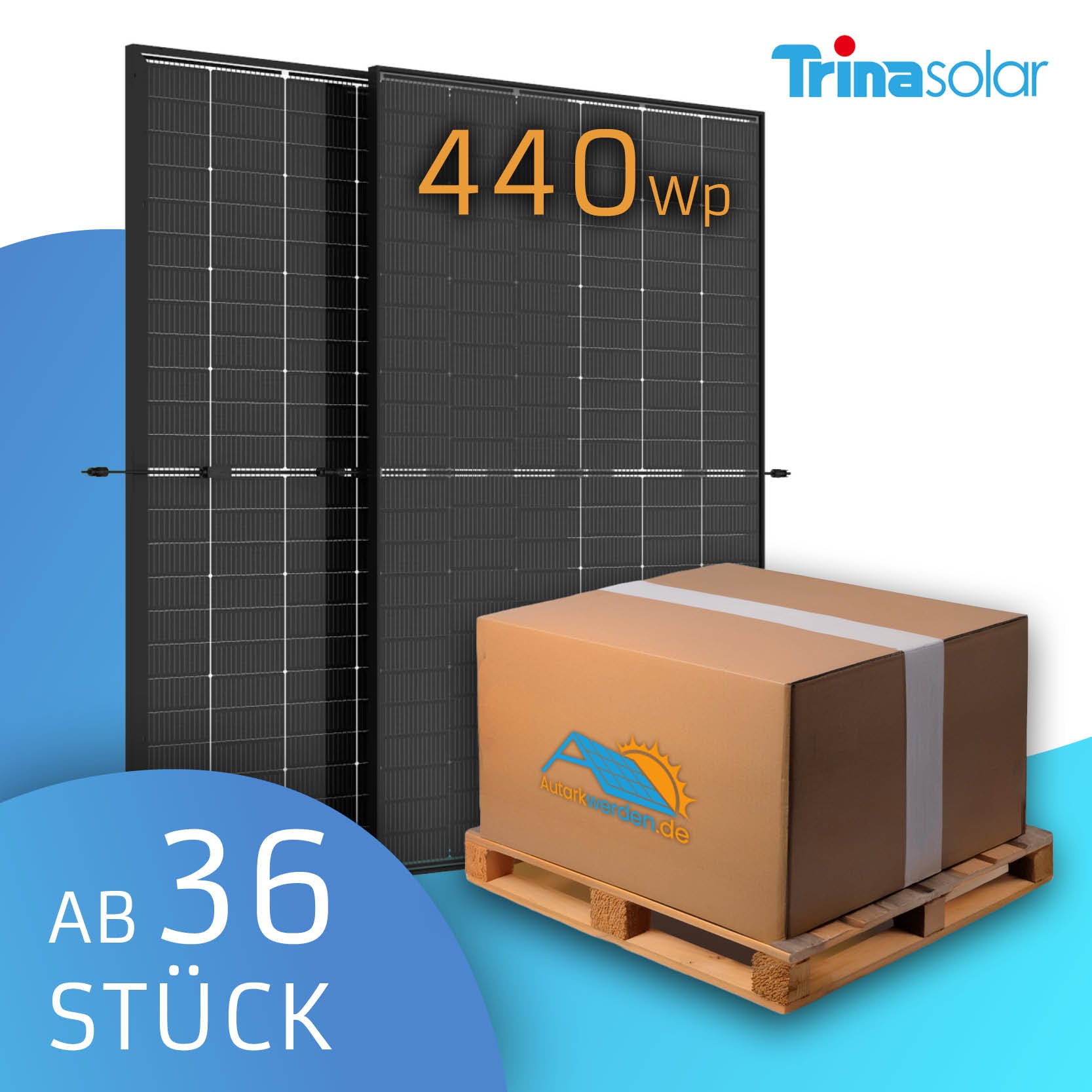 Trina 440 Watt TSM-NEG9RC.27 bifazial Vertex S+ Doppelglas Solarmodul Palette