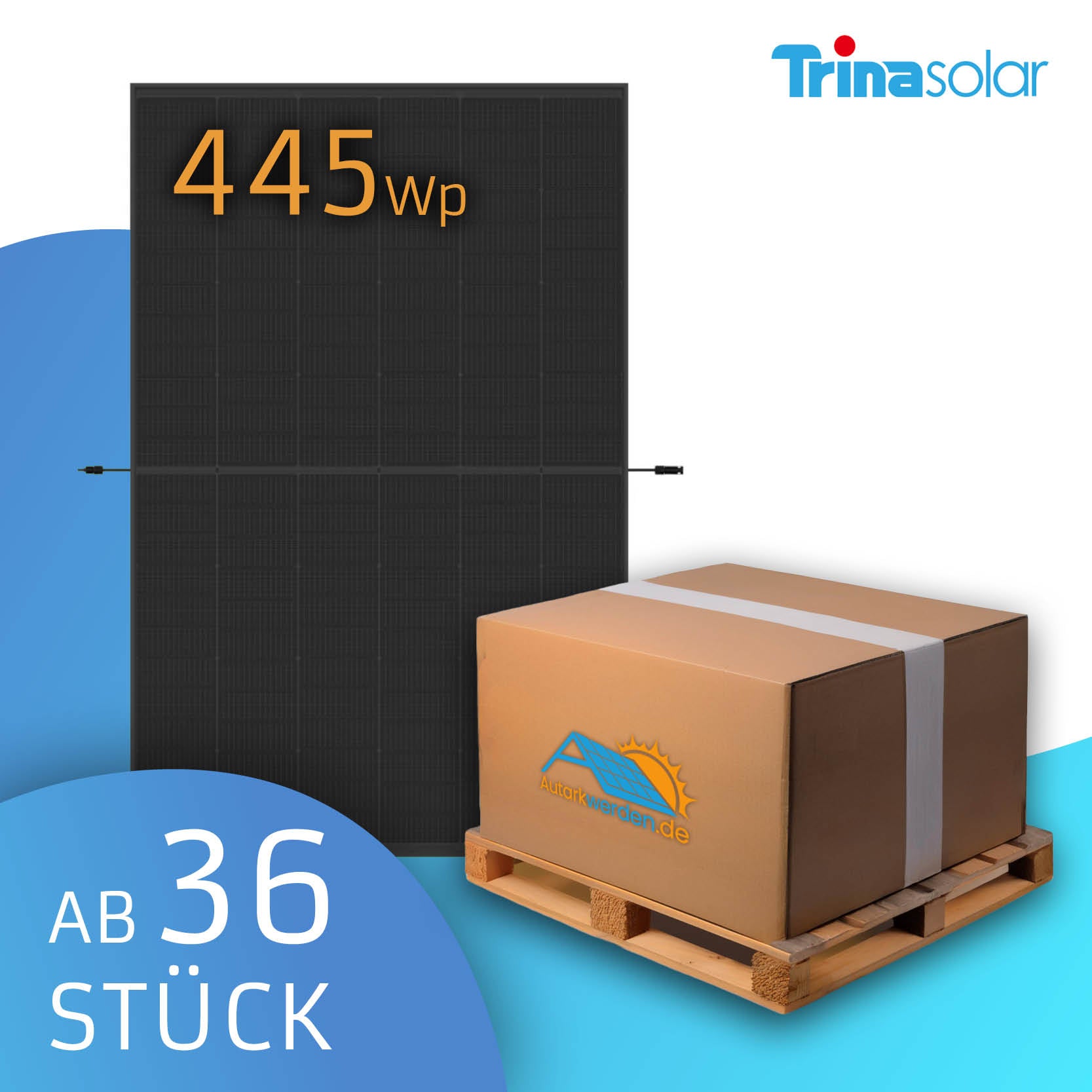 Trina 445 Watt TSM-NEG9R.25 Vertex S+ Doppelglas, Full Black Solarmodul Palette