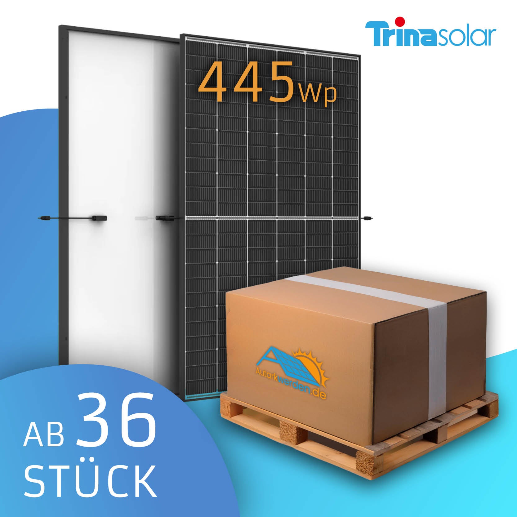 Trina 445 Watt TSM-NEG9R.28 Vertex S+ Doppelglas Solarmodul Palette