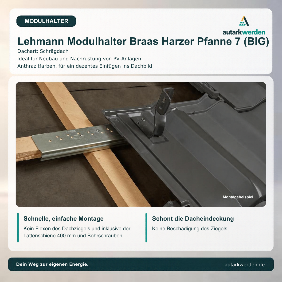 Lehmann Modulhalter für Braas Harzer Pfanne 7 (BIG), anthrazit