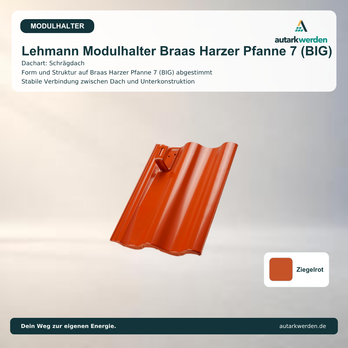 Lehmann Modulhalter für Braas Harzer Pfanne 7 (BIG), ziegelrot