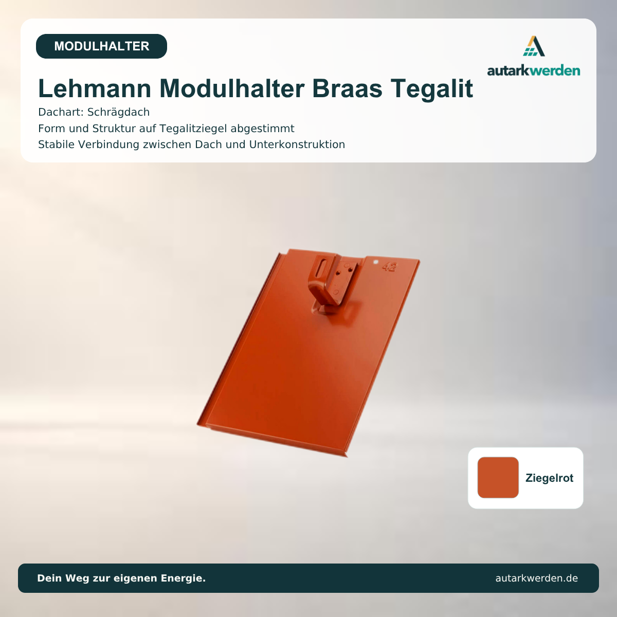 Lehmann Modulhalter Braas Tegalit, ziegelrot Metalldachziegel