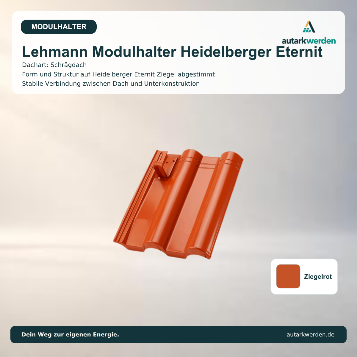 Lehmann Modulhalter Heidelberger Eternit, ziegelrot Metalldachziegel