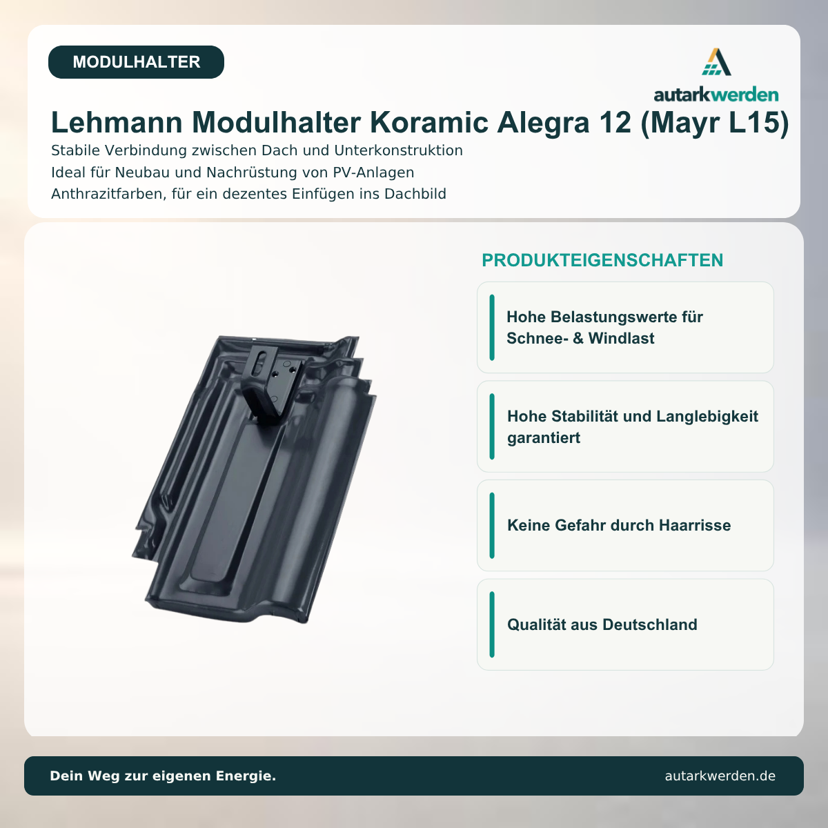 Lehmann Modulhalter für Koramic Alegra 12 (Mayr L15), anthrazit